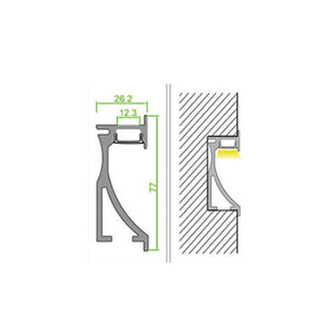 Perfil empotrable bañador de pared zócalo 26x78mm (2mt) - Barcelona Led-