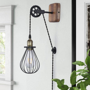 Aplique de pared colgante "PENDOL" - Con enchufe e interruptor - E27 - Barcelona Led-Decoración