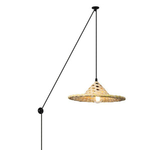 Lámpara colgante de mimbre ajustable "Nona" - con interruptor y enchufe - E27 - Barcelona Led-Decoración