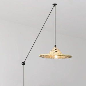 Lámpara colgante de mimbre ajustable "Nona" - con interruptor y enchufe - E27 - Barcelona Led-Decoración