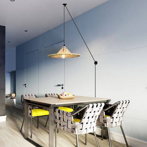 Lámpara colgante de mimbre ajustable "Nona" - con interruptor y enchufe - E27 - Barcelona Led-Decoración