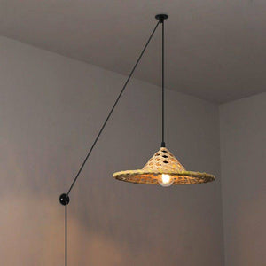 Lámpara colgante de mimbre ajustable "Nona" - con interruptor y enchufe - E27 - Barcelona Led-Decoración