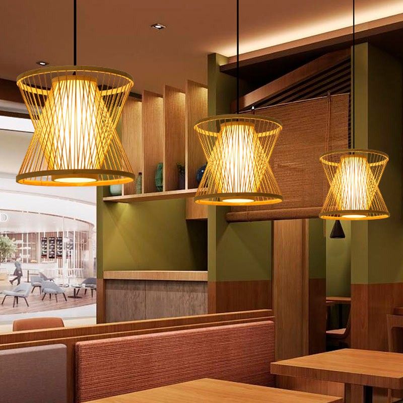 Lámpara colgante japonesa de bambú "Rise" (1)