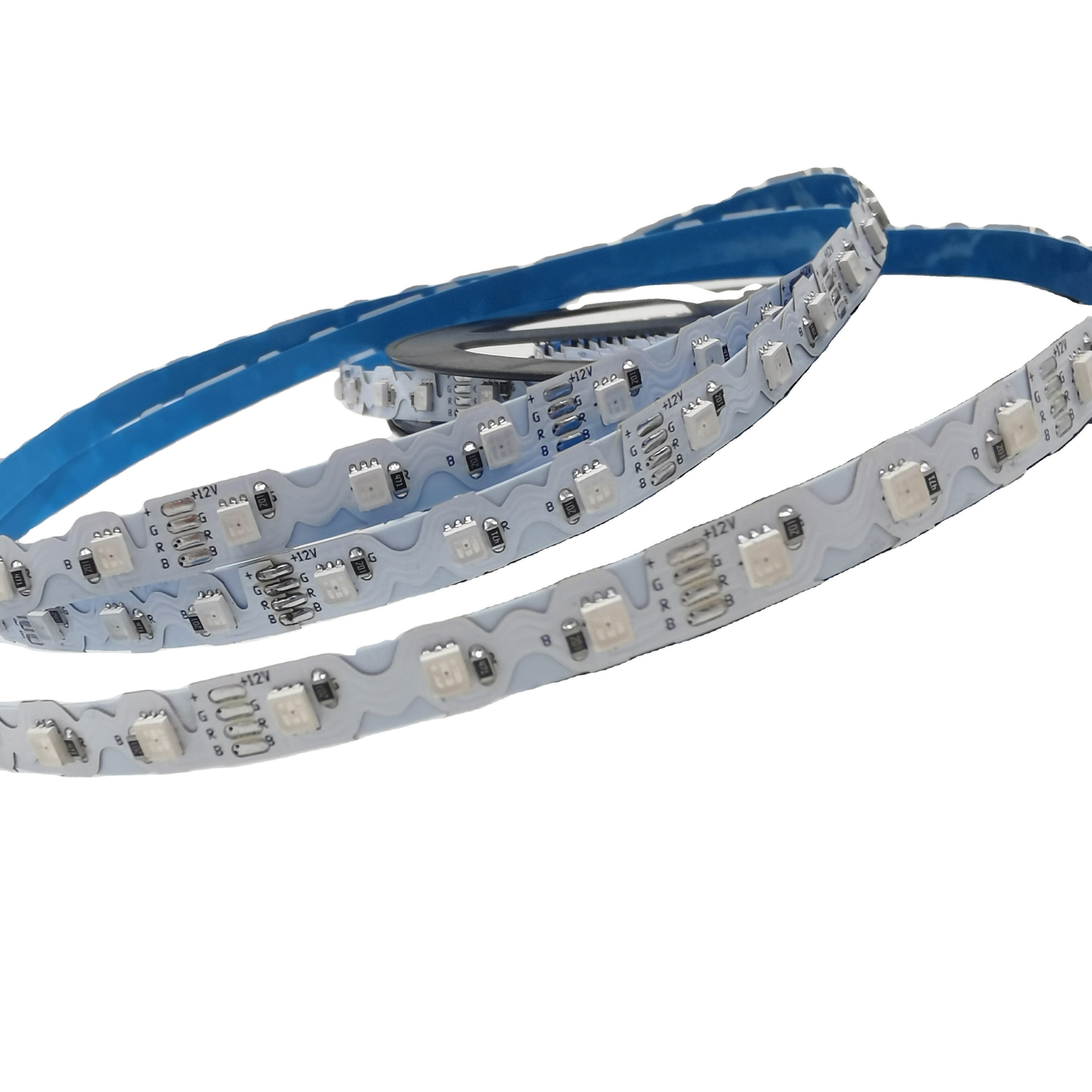 Tira LED RGB zig zag - 12V - 50W - 8mm - IP20 - 42ch/m - Rollo 5 metros - Corte cada 6,2 cm