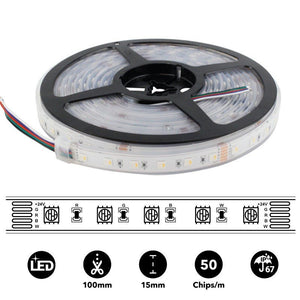 Tira LED estanca RGBWW - 19W/m - 24V - 60 LED/M - IP67 - 5m - Barcelona Led-