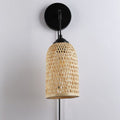 Wicker wall sconce with plug