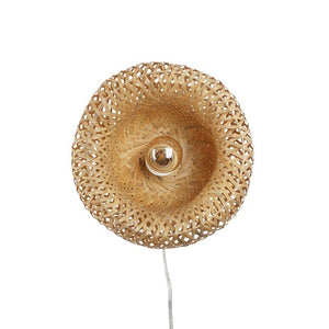 Aplique de mimbre con enchufe "Round" - Barcelona Led-Decoración