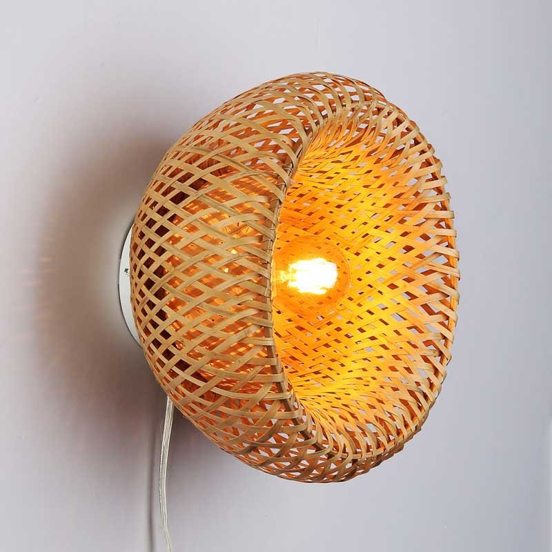 Aplique de mimbre con enchufe "Round"