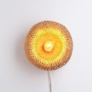 Aplique de mimbre con enchufe "Round" - Barcelona Led-Decoración