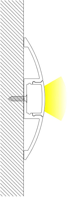 Perfil de aluminio para tira LED superficie - 58x9mm - Forma de media luna - 2m - Barcelona Led-Accesorios