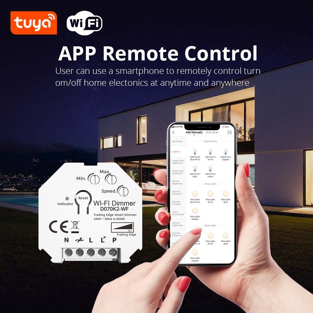 Dimmer SMART WIFI 250W Tuya APP - PUSH - Barcelona Led-Control y regulación