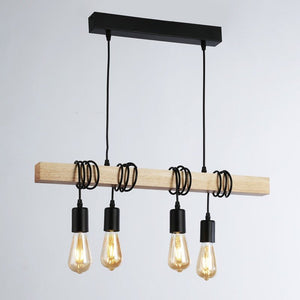 Lámpara colgante vintage madera "Otto" - 4 x E27 - Barcelona Led-Decoración