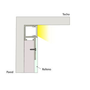 Perfil tira LED integración / trimless - Una aleta - 14x35mm - Con difusor - 2 metros (4)