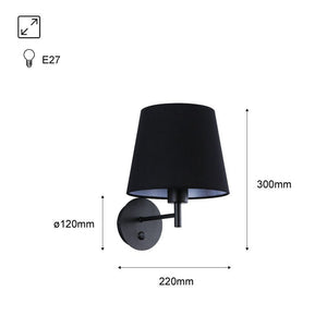 Aplique de pared con pantalla e interruptor Classic "RIGA" - E27 - Barcelona Led-Decoración