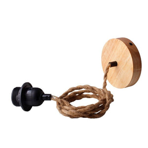 Lámpara colgante de madera y cuerda para bombilla E27 130cm (3)