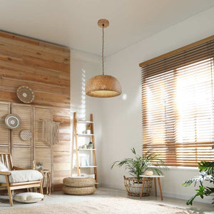 Lámpara colgante de mimbre "Hanna" - Barcelona Led-Decoración