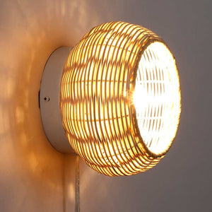 Aplique de pared de mimbre "Berlam" (2)