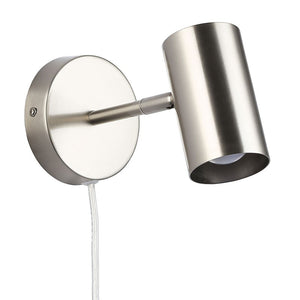 Aplique de pared interior orientable "Ben" con cable y enchufe - E27