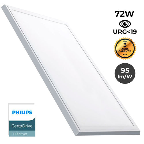 Panel LED slim de superficie 120X60cm - Driver PHILIPS - 72W - UGR19 - Con KIT de montaje