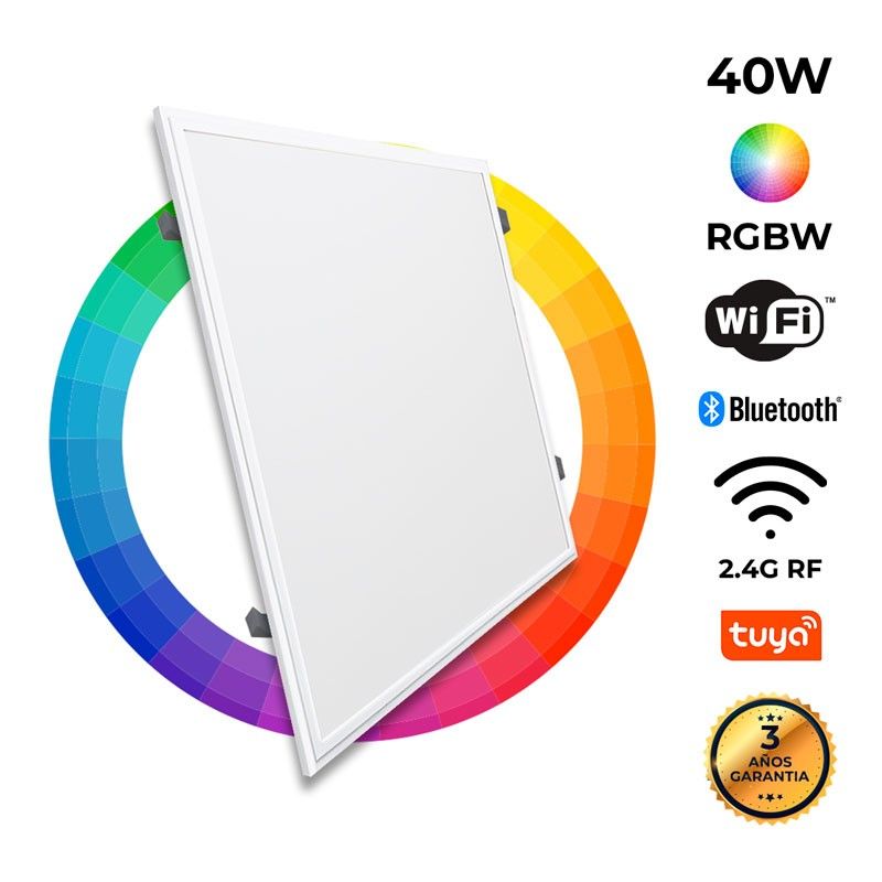 Panel LED empotrable WIFI SMART RGB / RGBW + CCT - 60x60 cm - 40W - Con KIT de montaje