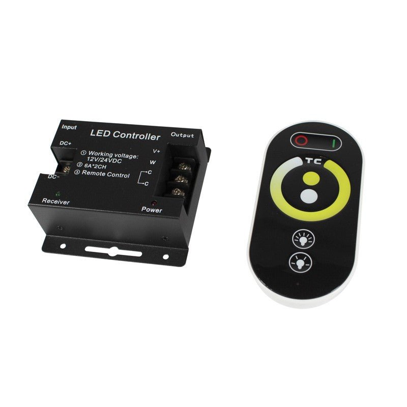 Controlador / regulador de temperatura de color y mando RF para tira LED CCT 12/24V-DC 12A - Barcelona Led-Control y regulación