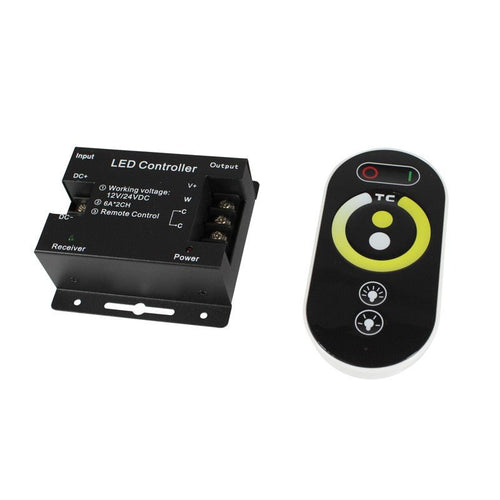 Controller / kleurtemperatuurregelaar en RF-regeling voor LED-strip CCT 12/24V-DC 12A