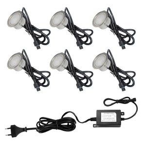 Kit 6 focos LED empotrables en suelo 0,3W 12V-DC IP67 - Barcelona Led-