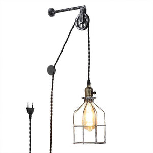 Lámpara colgante de jaula "Clockwell" - Con enchufe e interruptor - E27 (7)
