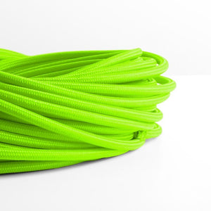 Cable eléctrico redondo revestido de algodón Verde Cítrico - Barcelona Led-Material eléctrico