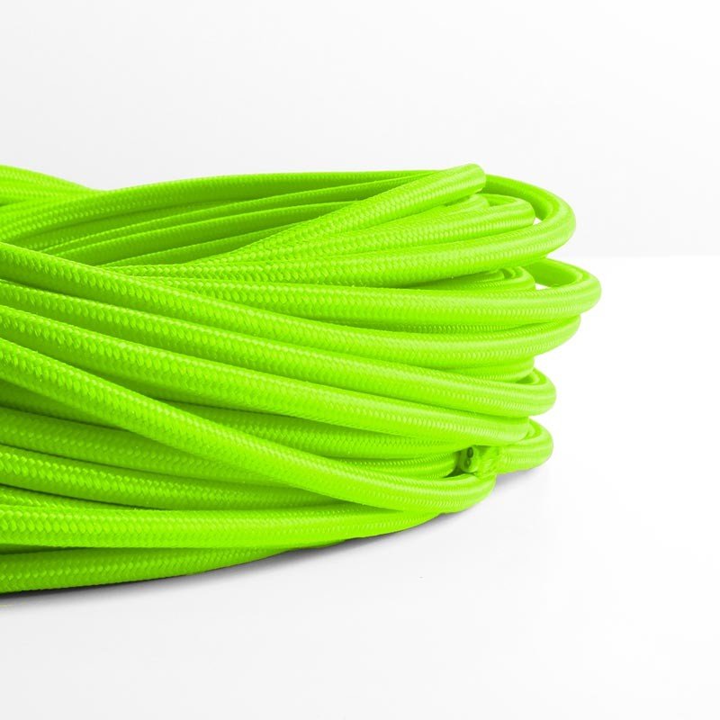 Cable eléctrico redondo revestido de algodón Verde Cítrico - Barcelona Led-Material eléctrico
