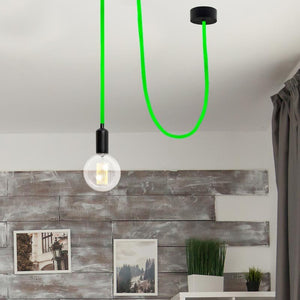 Cable eléctrico redondo revestido de algodón Verde Cítrico - Barcelona Led-Material eléctrico