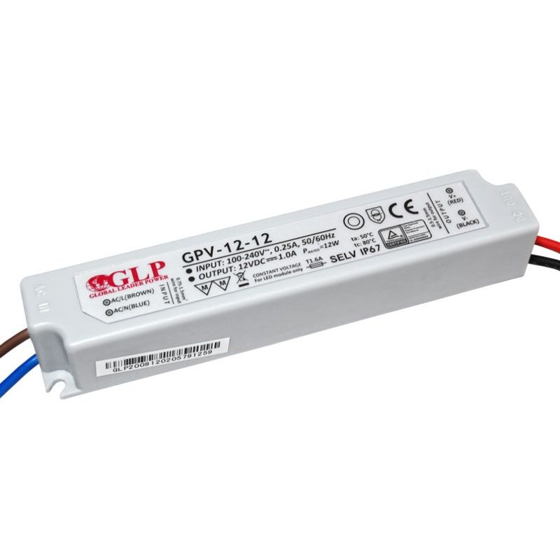 Fuente de alimentación estanca 12V DC - 12W - IP67 - GLP