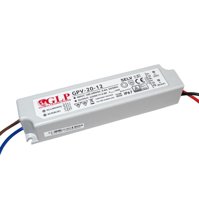 Fuente de alimentación estanca 12V DC - 20W - IP67 - GLP
