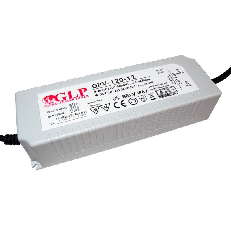 Fuente de alimentación estanca 12V DC - 120W - IP67 - GLP - Barcelona Led-Material eléctrico