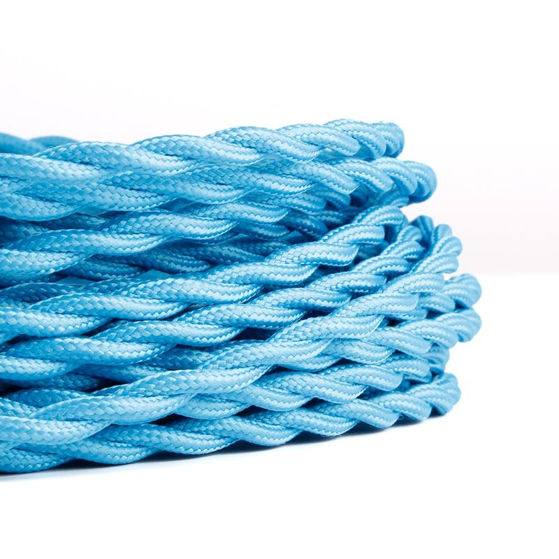 Cable Trenzado Recubierto en tejido Efecto Seda Color Azul