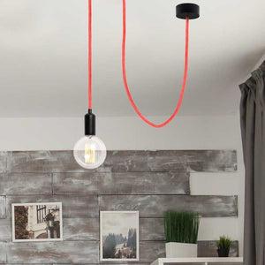 Cable Eléctrico Redondo recubierto en tejido efecto Seda Color Rosa y Amarillo - Barcelona Led-Material eléctrico