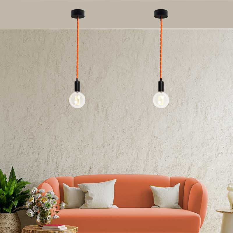 Cable Trenzado Recubierto en tejido Efecto Seda Color Naranja (1)