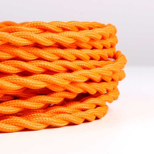 Braided Cable Coated in Silk Effect Fabric Orange Color