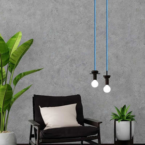 Cable Eléctrico Redondo recubierto en tejido efecto Seda Color Azul & Blanco - Barcelona Led-Material eléctrico