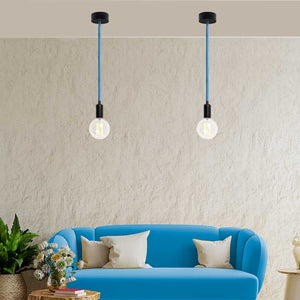 Cable Eléctrico Redondo recubierto en tejido efecto Seda Color Azul & Blanco (6)