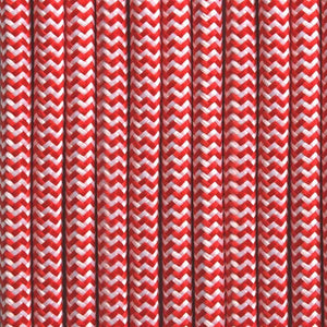 Cable Eléctrico Redondo Recubierto en tejido Efecto Seda ZigZag, Rojo & Blanco - Barcelona Led-Material eléctrico