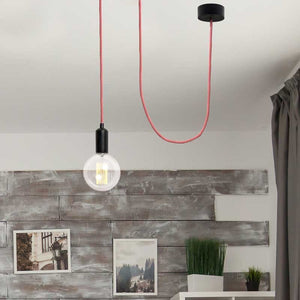 Cable Eléctrico Redondo Recubierto en tejido Efecto Seda ZigZag, Rojo & Blanco - Barcelona Led-Material eléctrico