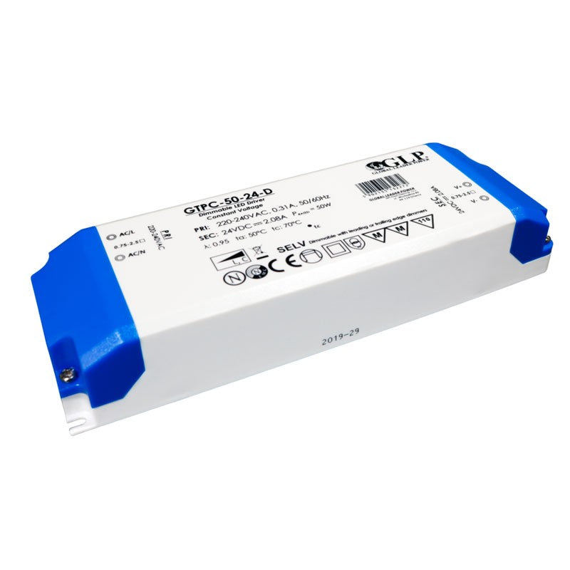 Fuente de alimentación regulable Triac LED de 50W 24V -GLP