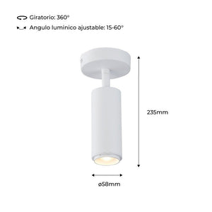 Aplique de techo LED orientable 8W - Ángulo ajustable - 2800K - Barcelona Led-Decoración