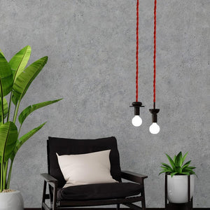 Cable eléctrico trenzado en tejido efecto seda color Rojo (1)