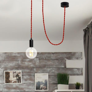 Cable eléctrico trenzado en tejido efecto seda color Rojo (5)