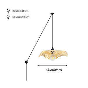 Lámpara colgante de mimbre con cable "ALINA" - Barcelona Led-Decoración