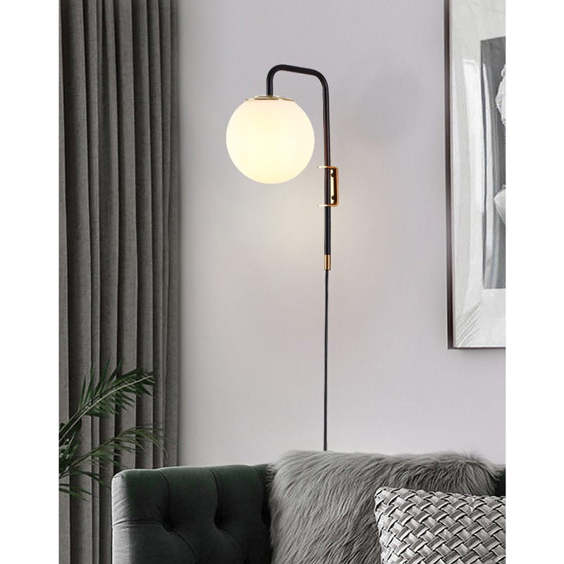 Aplique de pared bola cristal con cable y enchufe "Bilsen" - E27 (1)
