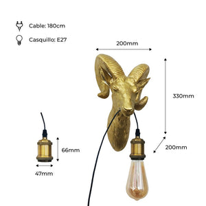 Aplique de pared Muflón Dorado "Capris" E27 (9)