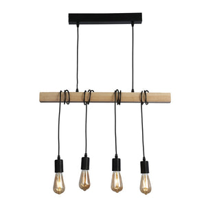 Lámpara colgante vintage madera "Otto" - 4 x E27 - Barcelona Led-Decoración